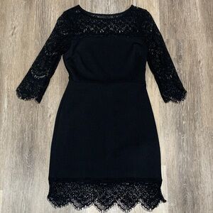 Express Black Lace Long Sleeve Dress